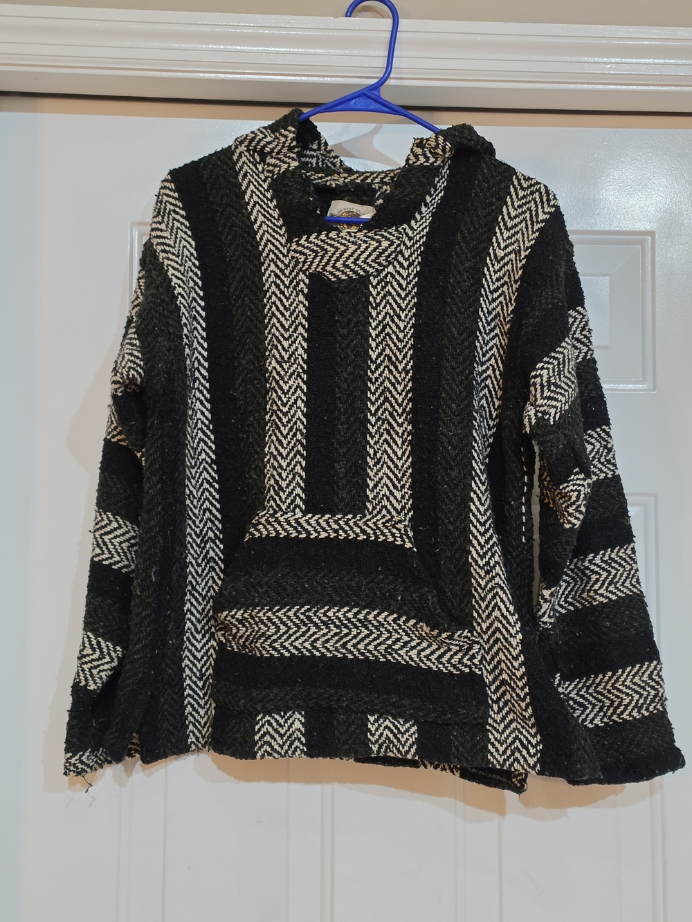 Black & Cream Striped Cowl Hoodie Sweater